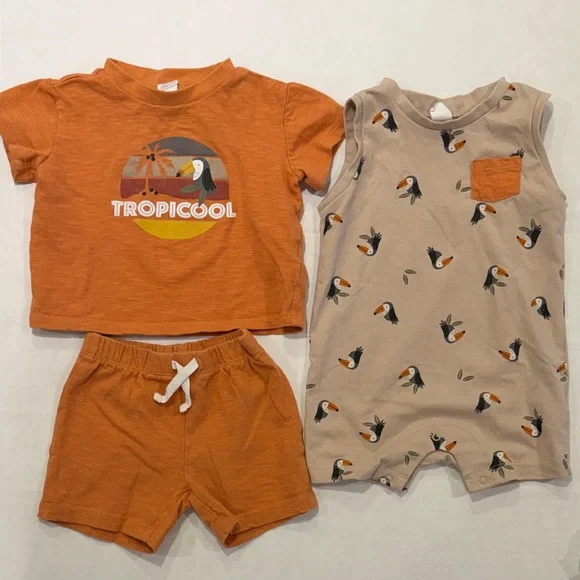 13-Piece Baby Boy Summer Bundle - Tropical, Toucan, Aloha - Size 9 Months - Picture 3 of 6